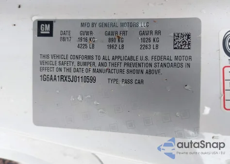 2018 Cadillac Ats Standard из США, поврежденный, VIN 1G6AA1RX5J0110599